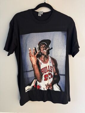 Black Graphic Tee with Chicago Bulls Michael Jordan Image